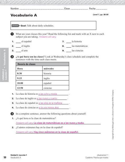 Avancemos 2 workbook teacher - Avancemos 2 U1L2 Did you get it WORKBOOK PAGES for p is a 6 page pdf file (10 short activities) ... Video Reminder for Teachers to setup AVANCEMOS class, ... 